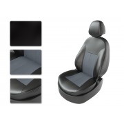 Чехлы на сиденья из экокожи Hyundai Solaris 2 седан (2017-2022) CarFashion черный/серый/серый