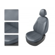Чехлы на сиденья из экокожи Hyundai Solaris 1 хэтчбек (2010-2017) CarFashion серый/серый/серый