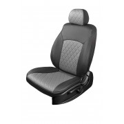 Чехлы на сиденья Hyundai Creta 1 (2016-2021) MAXIMAL ROMB Экокожа, черный/серый шов серый