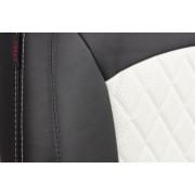 Чехлы на сиденья Kia Rio 4 X (2020-2021) MAXIMAL ROMB Экокожа, черный/белый шов белый