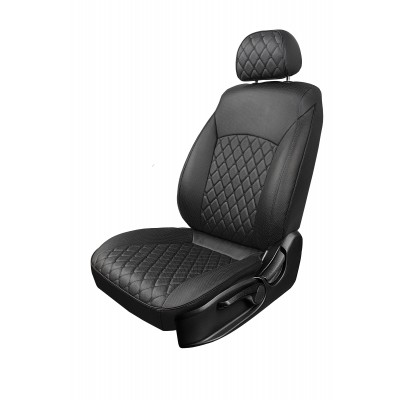 Чехлы на сиденья Volkswagen Polo (2020-2022) без подлокотника MAXIMAL VIP Экокожа, черный/черный/черный шов черный