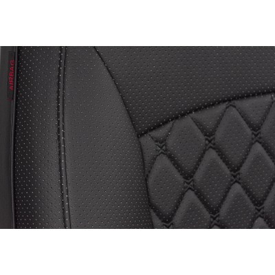 Чехлы на сиденья Toyota Camry XV50/XV55 (2011-2017) MAXIMAL VIP Экокожа, черный/черный/черный шов черный