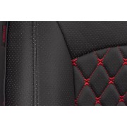 Чехлы на сиденья Toyota Land Cruiser Prado 150 (2009-2017) MAXIMAL VIP Экокожа, черный/черный/черный шов красный