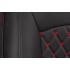 Чехлы на сиденья Hyundai Solaris 1 седан (2010-2017) MAXIMAL ROMB Экокожа, черный/черный/черный шов красный