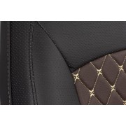 Чехлы на сиденья Toyota Camry XV70 (2018-2022) MAXIMAL VIP Экокожа, черный/черный/шоколад шов золотой