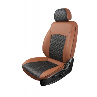Чехлы на сиденья Hyundai Creta 2 (2021-2022) MAXIMAL VIP Экокожа, черный/коричневый/черный шов черный