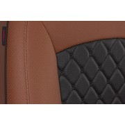 Чехлы на сиденья Toyota Camry XV70 (2018-2022) MAXIMAL VIP Экокожа, черный/коричневый/черный шов черный