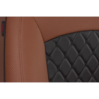 Чехлы на сиденья Kia Rio 4 X (2020-2021) MAXIMAL VIP Экокожа, черный/коричневый/черный шов черный