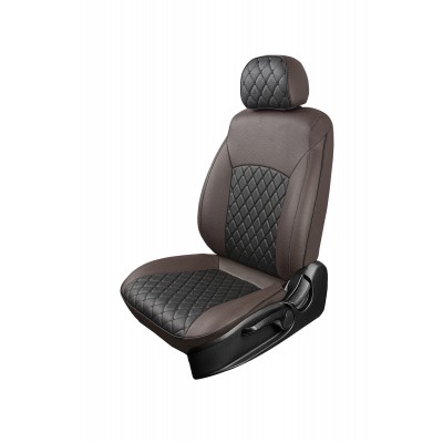Чехлы на сиденья Toyota Camry XV70 (2018-2022) MAXIMAL VIP Экокожа, черный/шоколад/черный шов черный