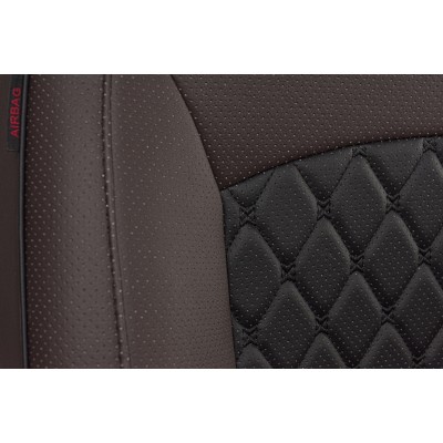 Чехлы на сиденья Toyota Land Cruiser Prado 150 (2009-2017) MAXIMAL VIP Экокожа, черный/шоколад/черный шов черный