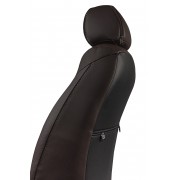 Чехлы на сиденья Skoda Octavia A7 (2013-2022) Elegance MAXIMAL VIP Экокожа, черный/шоколад/шоколад шов золотой